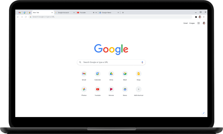گوگل در لپ تاپ
